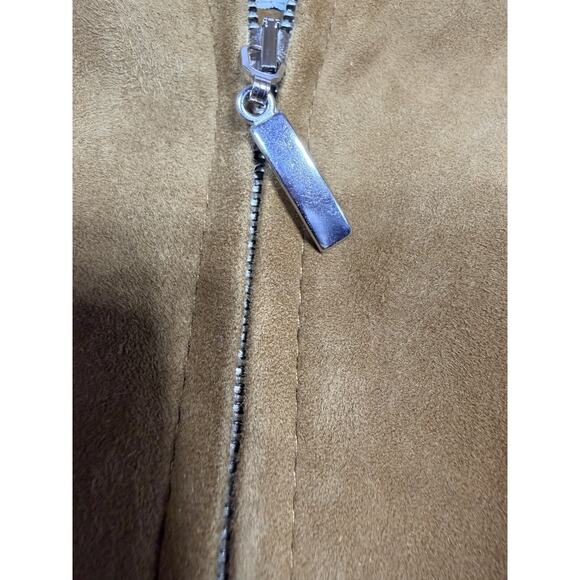 Bugatti Suede Bomber Jacket SZ L Fawn Camel Heritage Tailoring Tan Leather Coat - Picture 9 of 12